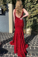 Load image into Gallery viewer, Blue Sequins Mermaid Prom Dress
