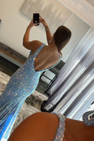 Load image into Gallery viewer, Blue Sequins Mermaid Prom Dress