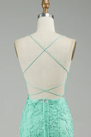 Load image into Gallery viewer, Mint Spaghetti Straps Appliques Prom Dress