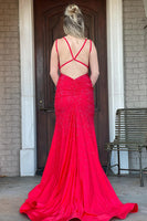 Load image into Gallery viewer, Lavender Rhinestone Spaghetti Straps Mermaid Prom Dress