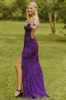 Load image into Gallery viewer, Black Sequined Spaghetti Straps Prom Dress