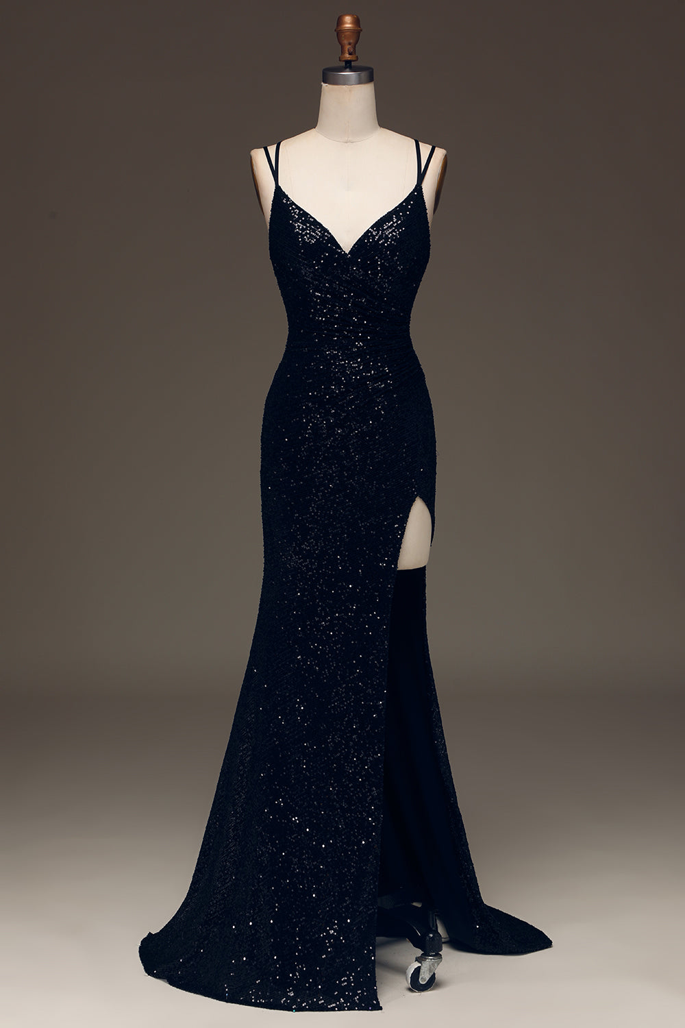 Sparky Black Long Prom Dress with Slit_1