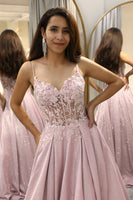 Load image into Gallery viewer, Blush A Line Long Corset Prom Dress With Appliques