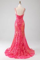 Load image into Gallery viewer, Sparkly Mermaid Fuchsia Prom Dress with Sequins