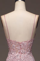 Load image into Gallery viewer, Glitter Blush Spaghetti Straps Mermaid Long Prom Dress with Beading