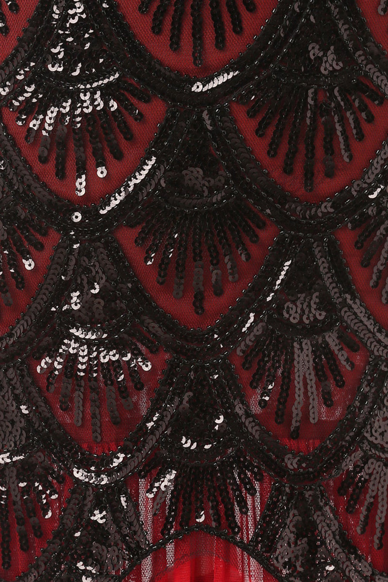 Load image into Gallery viewer, Red&Black 1920s Flapper Glitter Dresses