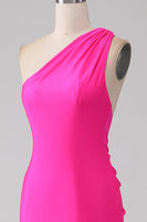 Load image into Gallery viewer, Mermaid Hot Pink One Shoulder Long Prom Dress
