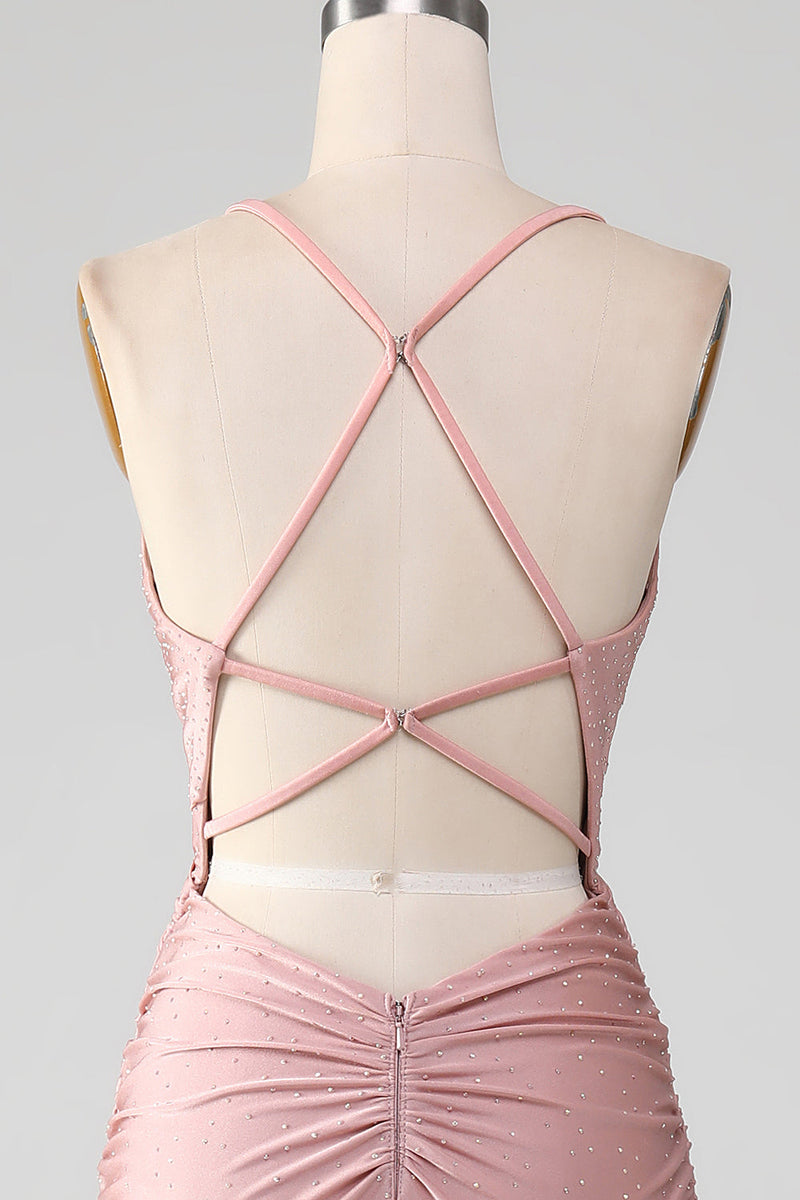 Load image into Gallery viewer, Sparkly Blush Beaded Long Mermaid Prom Dress