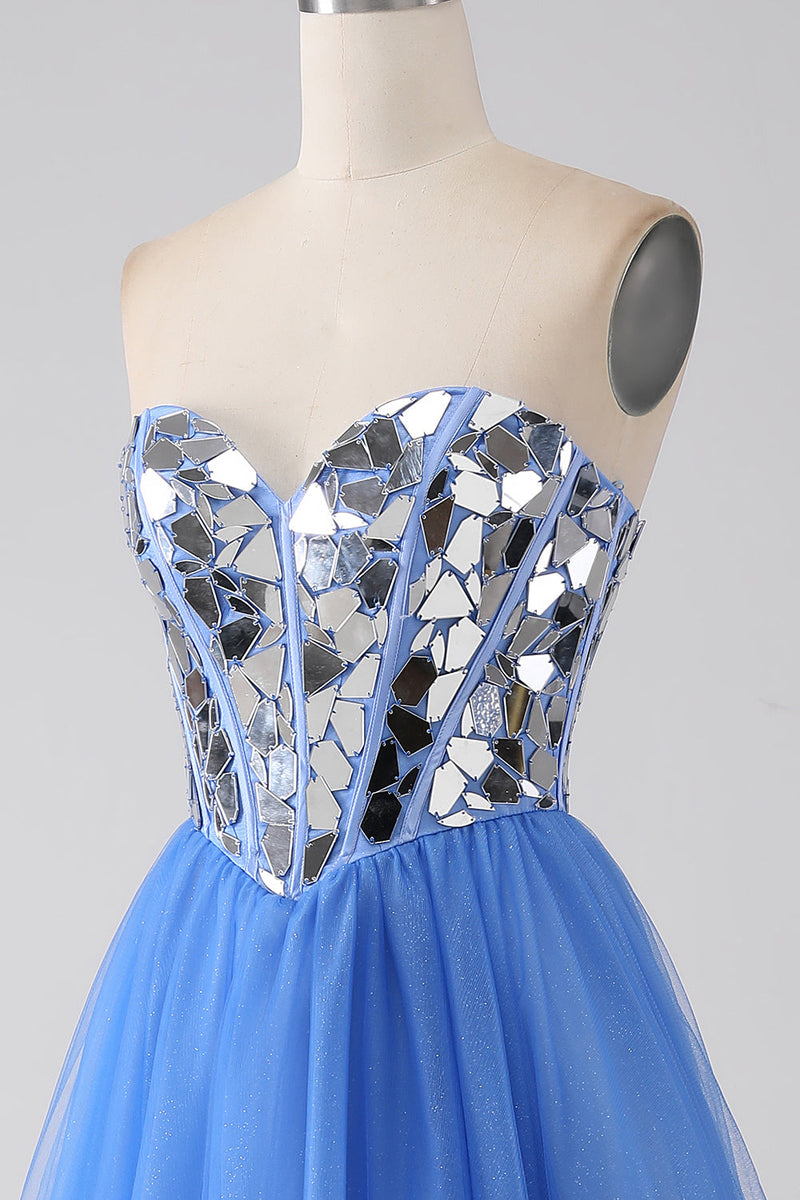 Load image into Gallery viewer, A-Line Sweetheart Mirror Royal Blue Prom Dress