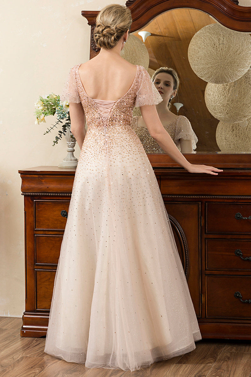 Load image into Gallery viewer, Blush Beading A Line Sparkly Evening Wear