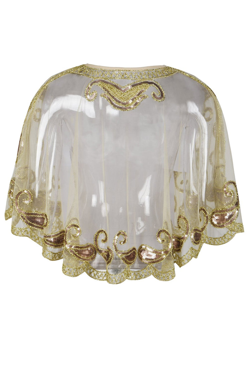 Load image into Gallery viewer, Black Sequin 1920s Batwing Shawl