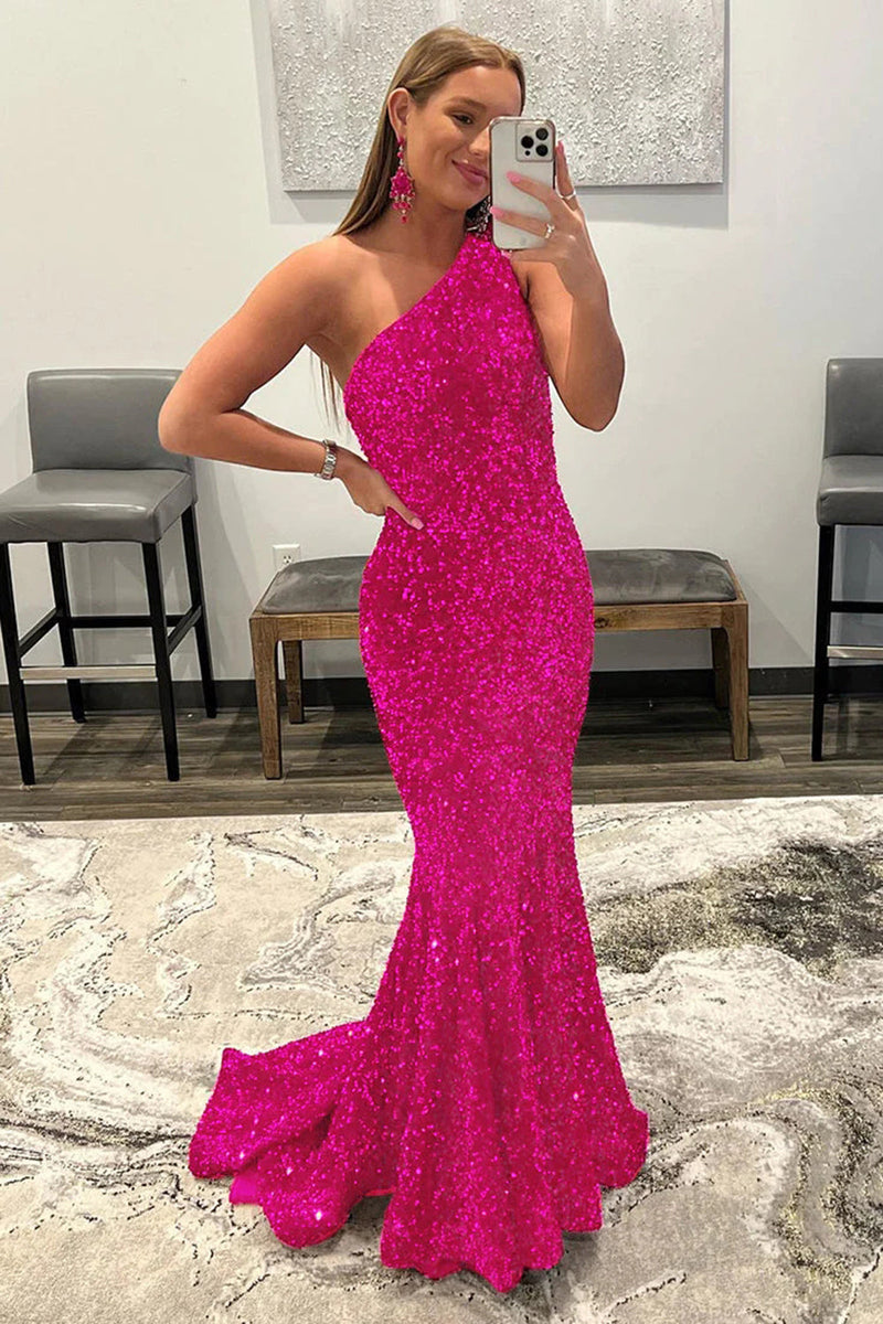 Load image into Gallery viewer, Coral Sequins Mermaid Long Prom Dress