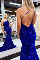 Load image into Gallery viewer, Sparkly Hot Pink Mermaid Sequins Long Prom Dress