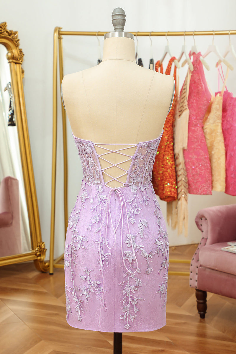 Load image into Gallery viewer, Sheath Sweetheart Yellow Short Prom Dress with Appliques