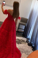 Load image into Gallery viewer, Red Off the Shoulder A-Line Princess Prom Dress
