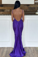 Load image into Gallery viewer, Purple Mermaid Long Prom Dress with Ruffles