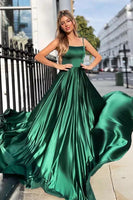 Load image into Gallery viewer, A-Line Spaghetti Straps Green Long Prom Dress