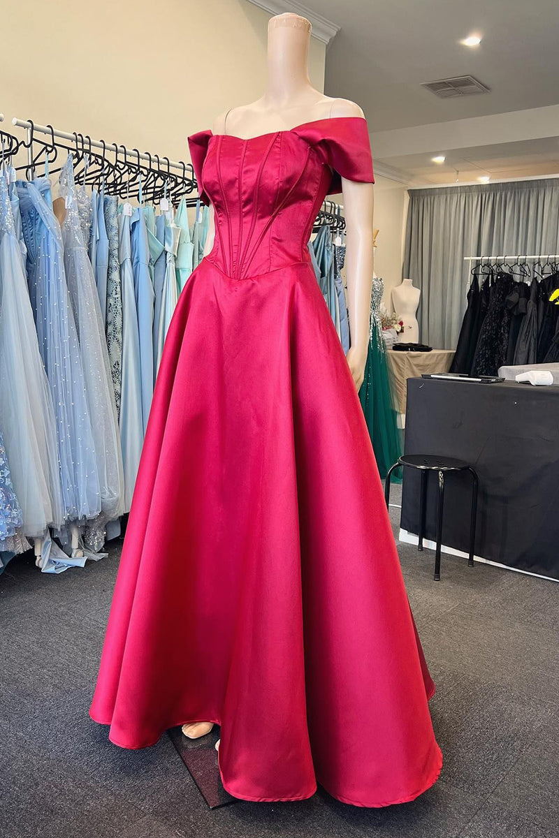 Load image into Gallery viewer, Off The Shoulder Light Pink Corset Prom Dress