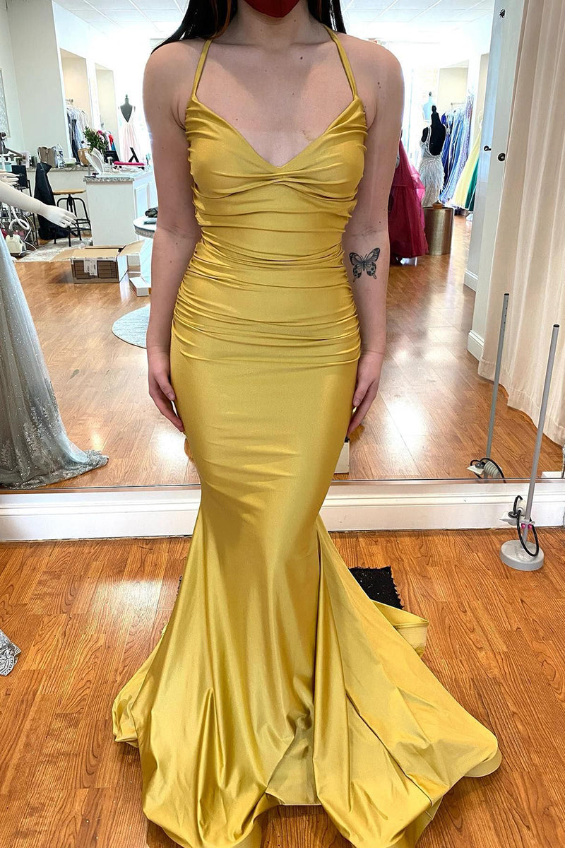 Load image into Gallery viewer, Mermaid Lace-Up Back Blue Long Prom Dress