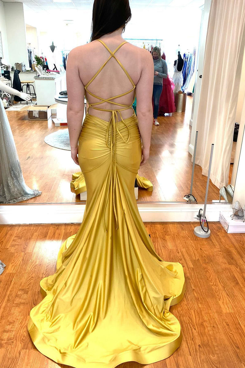 Load image into Gallery viewer, Mermaid Lace-Up Back Blue Long Prom Dress