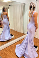 Load image into Gallery viewer, Mermaid One Shoulder Lilac Long Prom Dress with Ruffles