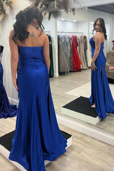 Mermaid Sweetheart Royal Blue Long Prom Dress with Slit