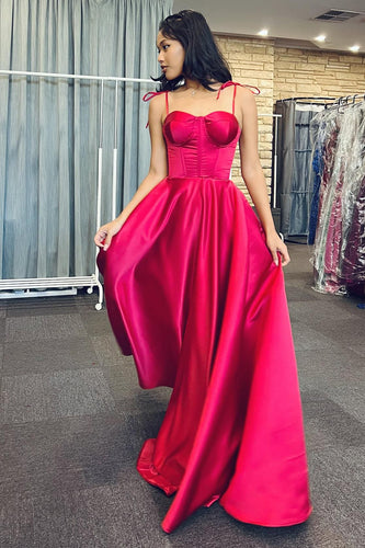 A-Line Sweetheart Red Corset Prom Dress