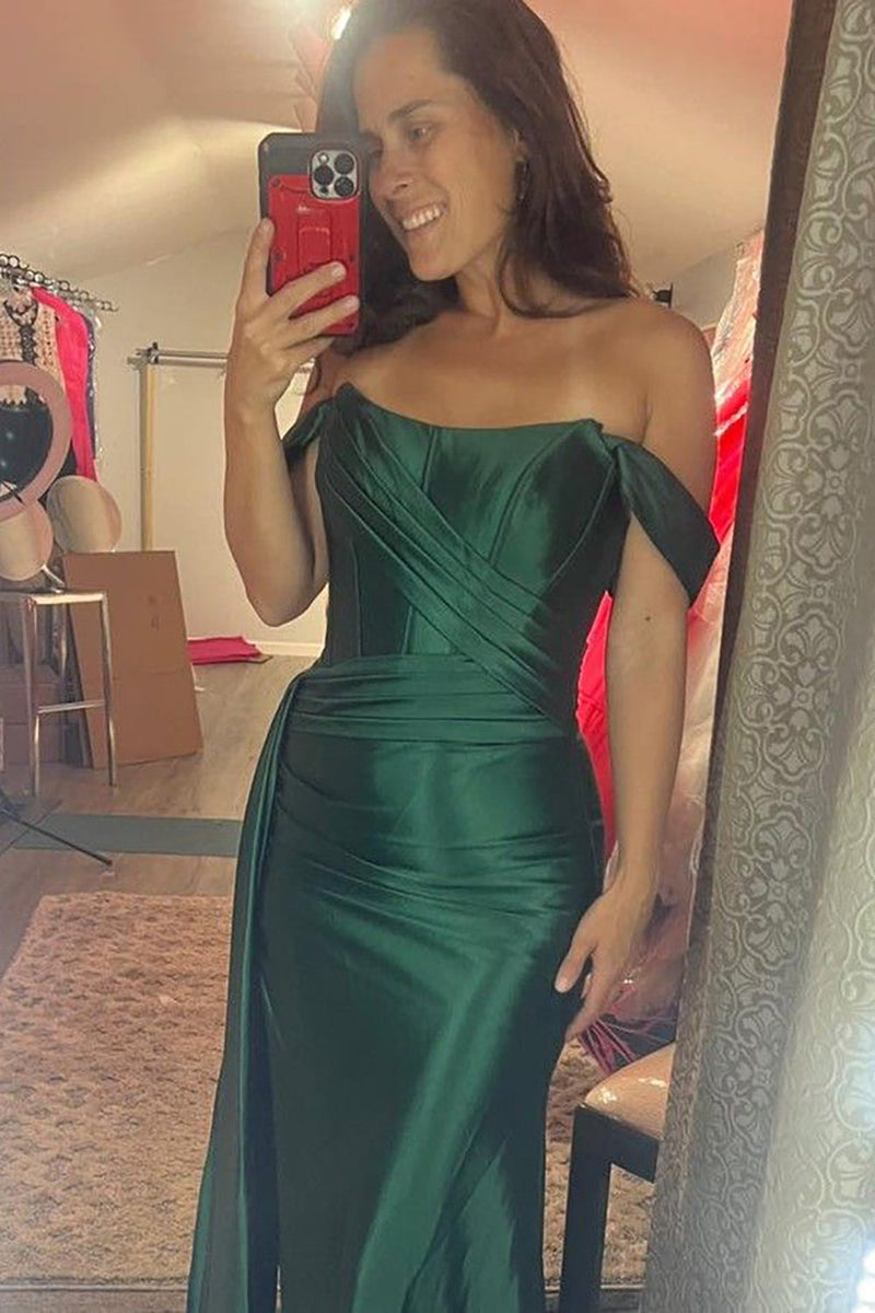 Load image into Gallery viewer, Dark Green Corset Sheath Long Prom Dress with Slit