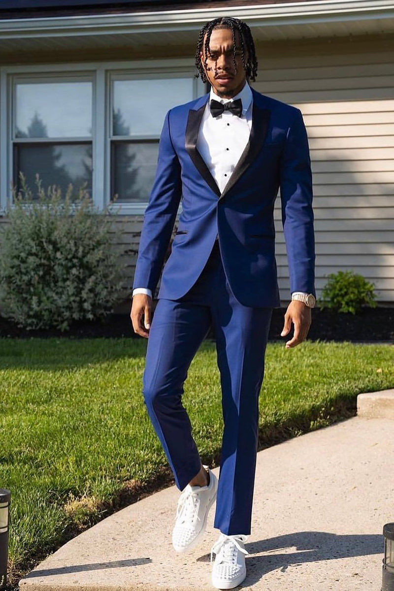 Prom Express Slim Fit Suit Queendancer Blue Men's Prom Suits Slim