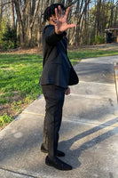 Load image into Gallery viewer, White and Golden Notched Lapel 2 Piece Patchwork Prom Homecoming Suits