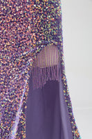 Load image into Gallery viewer, Sparkly Mermaid Light Purple Sequins Prom Dress with Slit