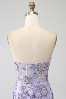Load image into Gallery viewer, Mermaid Strapless Lavender Corset Prom Dress with Beading