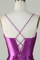 Load image into Gallery viewer, Orange Mermaid Spaghetti Straps Long Corset Prom Dress With Slit