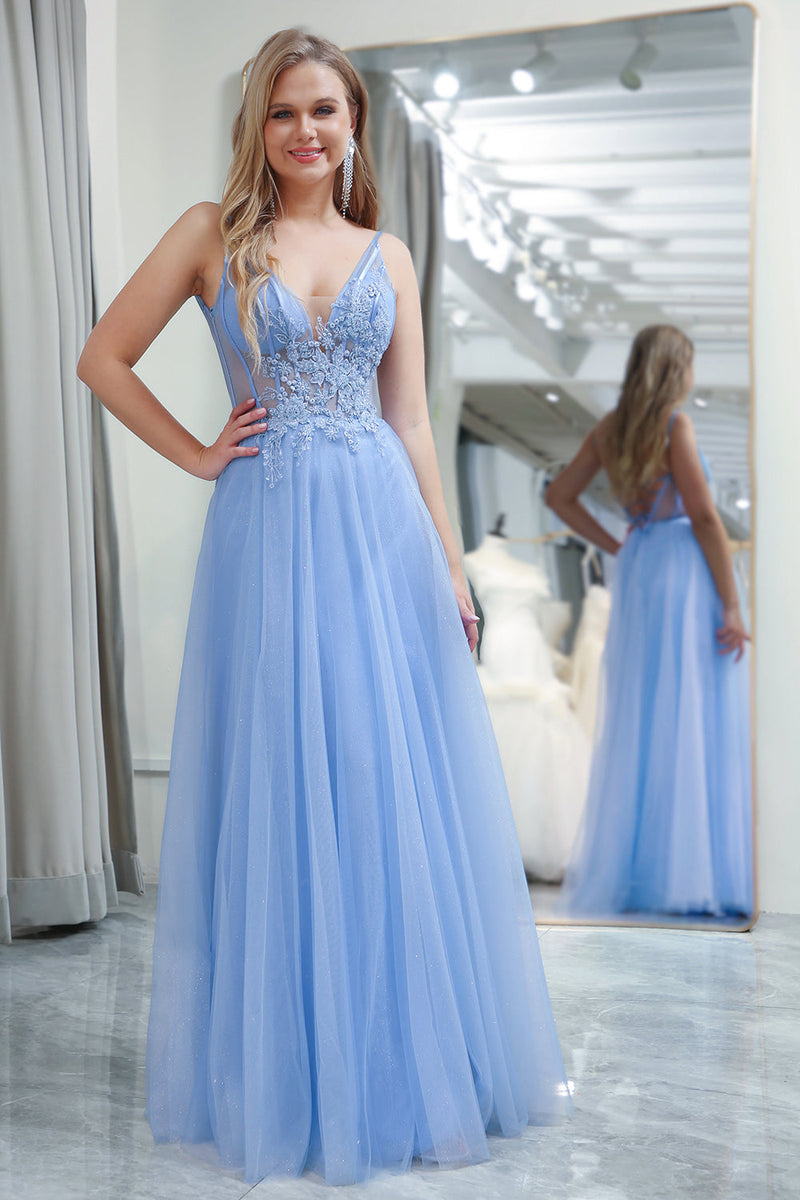 Light blue store v neck dress