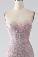 Load image into Gallery viewer, Sparkly Strapless Mermaid Corset Prom Dress with Appliques