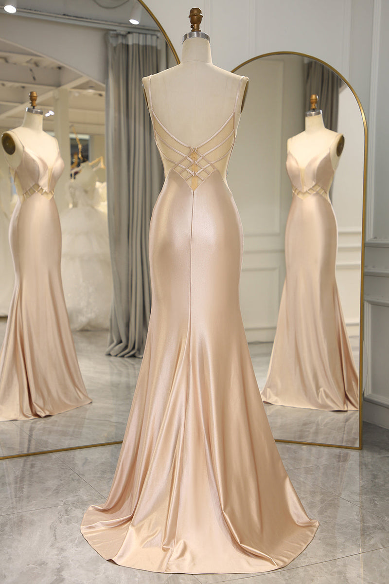 Queendancer Women Champagne Long Prom Dress Mermaid Backless Formal Dress queendanceruk Queendancer Women Champagne Long Prom Dress Mermaid Backless Formal Dress queendanceruk