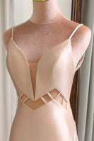 Load image into Gallery viewer, Champagne Mermaid Backless Long Prom Dress