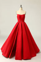 Load image into Gallery viewer, A Line Strapless Red Prom Party Dress with Split Front