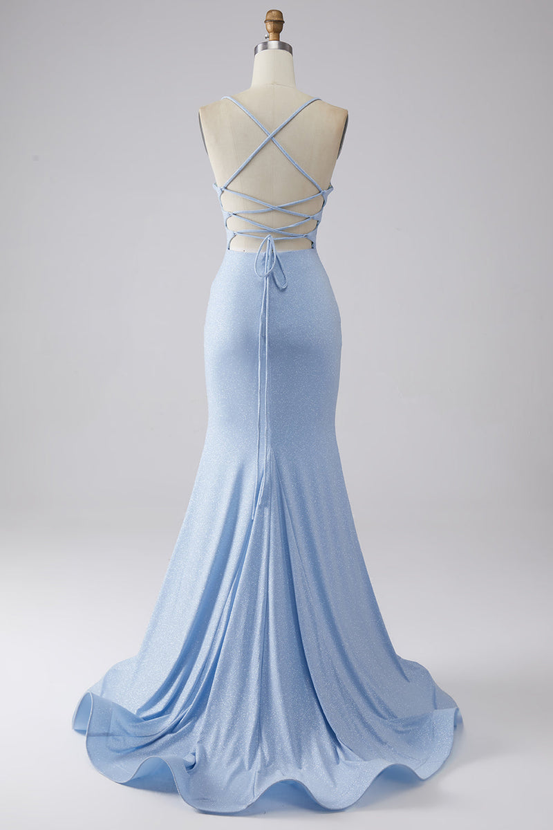 strapless open back dress ZAPAKA Women Sparkly Blue Tight Homecoming Dress Spaghetti Straps Corset  Sequins Short Prom Dress