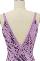 Load image into Gallery viewer, Sparkly Purple Sequins Backless Long Prom Dress