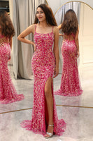 Load image into Gallery viewer, Fuchsia Mermaid Long Appliqued Prom Dress With Slit