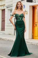 Load image into Gallery viewer, Fuchsia Mermaid Off The Shoulder Long Prom Dress with Sequins