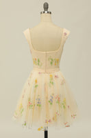 Load image into Gallery viewer, Cute A Line Off the Shoulder Black Corset Short Prom Dress with Embroidery