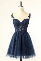 Load image into Gallery viewer, Stylish A Line Spaghetti Straps Pink Short Prom Dress with Appliques