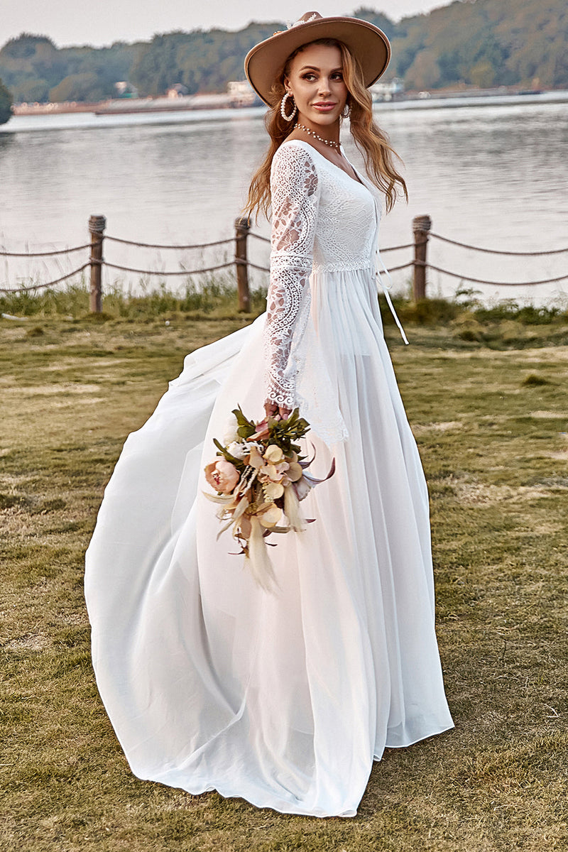 Strapless Ivory Lace & Satin Boho Spring Wedding Gown - VQ