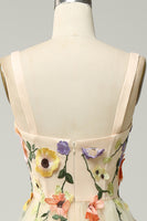 Load image into Gallery viewer, Champagne Spaghetti Straps Long Prom Dress With 3D Flowers