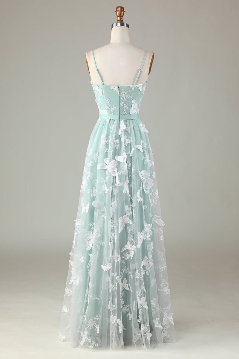 Queendancer Women Matcha Bridesmaid Dress with Appliques Tulle Spaghetti  Straps Wedding Guest Dress – queendanceruk