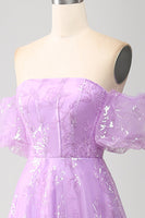 Load image into Gallery viewer, Lilac A Line Strapless Sparkly Sequin Long Prom Dress
