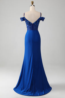 Royal Blue Long Prom Dress-6