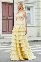 Load image into Gallery viewer, Gorgeous A Line Sweetheart Corset Lilac Prom Dress with Appliques Ruffles